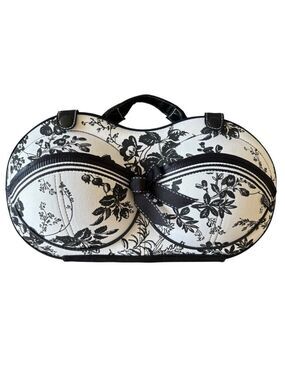 BRAG EUC Elegant Black & White Floral Women Bra Organizer Holder Storage Travel